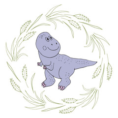 Illustration with a cartoon animal dinosaur. illustration