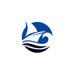 Cruise ship logo template