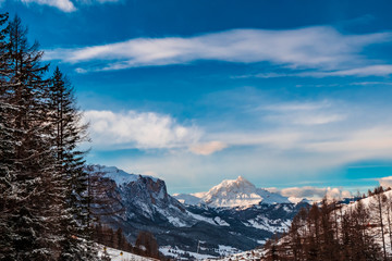 Winter sunset in the italian alps