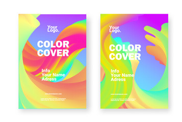 COLOR BACKGROUND. Bright colors Party poster. Magazine cover. Club night flyer.  Abstract gradients shape waves  - Vector