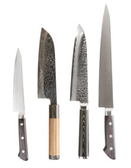 Four different knives on white background