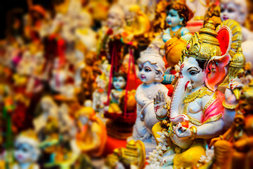 Lord Ganesha's sculpture with so many indian god.