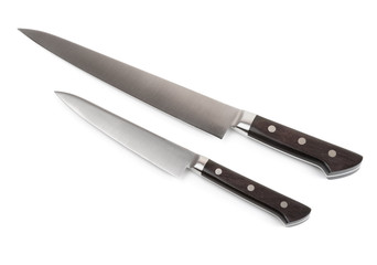 Two kitchen knives isolated on white