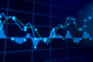 Stock market trading graph and candlestick chart for financial investment concept. Abstract finance background.