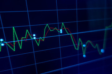 Stock market trading graph and candlestick chart for financial investment concept. Abstract finance background.