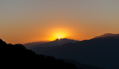 Landscape of Sun Set on hills