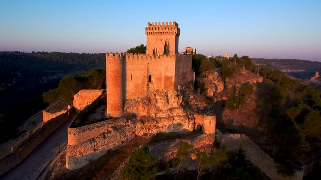 Aerial view of Alarcon. Beautiful village of Cuenca. Spain. 4k Drone Video