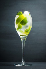 Royal mojito cocktail lime and mint. Selective focus. Shallow depth of field.