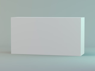 Blank horizontal box on white background with reflection. 3D