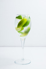 Royal mojito cocktail lime and mint. Selective focus. Shallow depth of field.