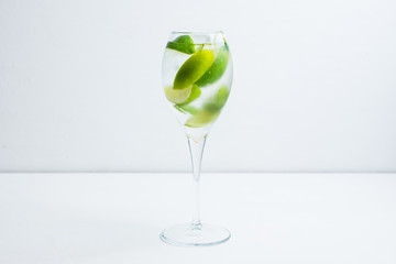 Royal mojito cocktail lime and mint. Selective focus. Shallow depth of field.