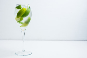 Royal mojito cocktail lime and mint. Selective focus. Shallow depth of field.