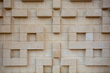 Concrete wall with cubic texture