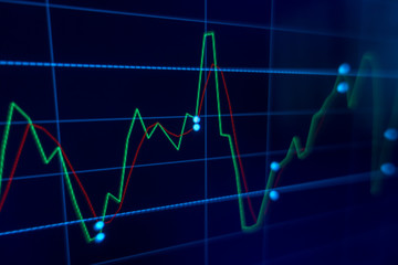 Stock market trading graph and candlestick chart for financial investment concept. Abstract finance background.