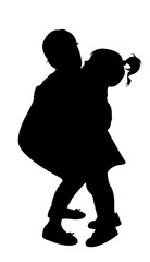 children hugging, silhouette vector