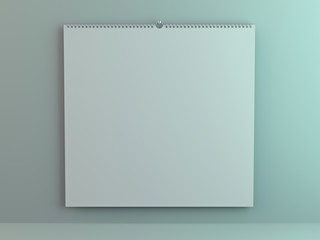 Blank design square calendar template with soft shadows. 3D