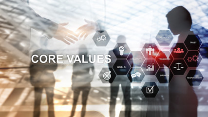 Core values concept on virtual screen. Business and finance solutions.