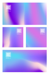 Holographic Vector Background SET. Glitch foil Hologram. Pastel rainbow. Ultraviolet metallic paper. Template for presentation. Cover to web design. Abstract colorful gradient. - Vector