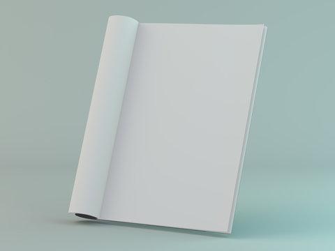 Blank Page Or Notepad For Mockup Or Simulations. 3D