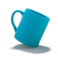 Blue mug Mockup standing on the surface. 3D