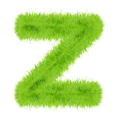 Grass letter on white background