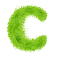 Grass letter on white background