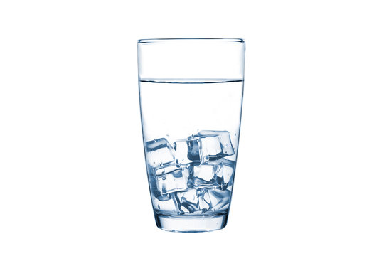 Glass of water with ice cube  on isolate background
