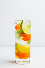 Mandarine mojito cocktail lime and mint. Selective focus. Shallow depth of field.