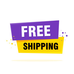 Free shipping Label sign. Origami style banner. Vector illustration