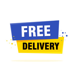 Free delivery Label sign. Origami style banner. Vector illustration