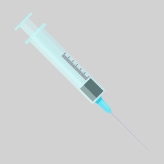 Injection vector illustration. Syringe, needle, vaccine, inoculation. Medication concept. Vector illustration can be used for topics like vaccination, treatment, cure, medical aid