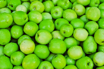 Fresh Thai milk jujube, Putsa Fruit (Ziziphus zizyphus) texture pattern background. Thai milk jujube is delicious tropical edible fruit has green smooth skin ,white pulp similar to apple