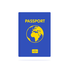Blue passport isolated on white. International identification document for travel. Vector image about identification, travel, check-in, tourism, passport control, vacation, citizenship, trip