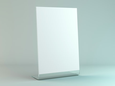 Stand for booklets with white sheets of paper. Mockup. 3D