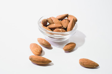 The almonds collection isolated on white background. With clipping path