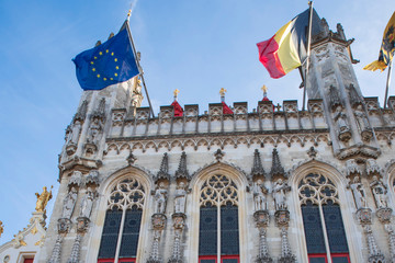 Detail of a typical old house in Bruges, Belgium