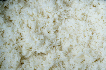 Close up food of cooked rice top view.