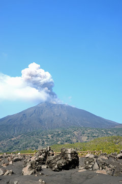 Sakurajima volcano view from Arimura lava observatory, Kagoshima city, Japan