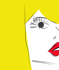 a girl face drawing illustration vector