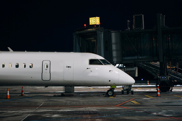 Preparation of the airplane before flight at night