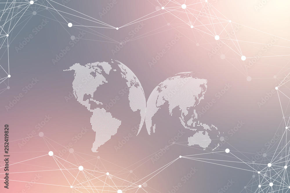 Poster Big data visualization. Graphic abstract background communication. Perspective backdrop visualization. Analytical network visualization. Vector illustration.
