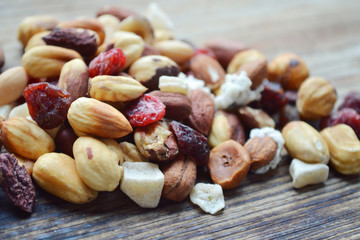 Mix of different nuts and candied fruit