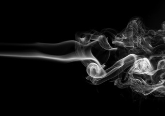 Fire of white smoke abstract on black background