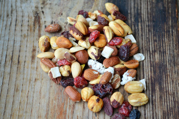 Mix of different nuts and candied fruit