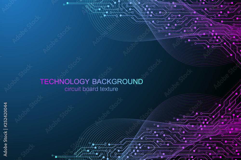 Poster computer motherboard vector background with circuit board electronic elements. electronic texture fo