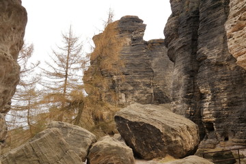 The mountain range called Elbe Bohemian Sandstone Mountains in Germany / Czech Republic