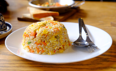closeup egg fried rice