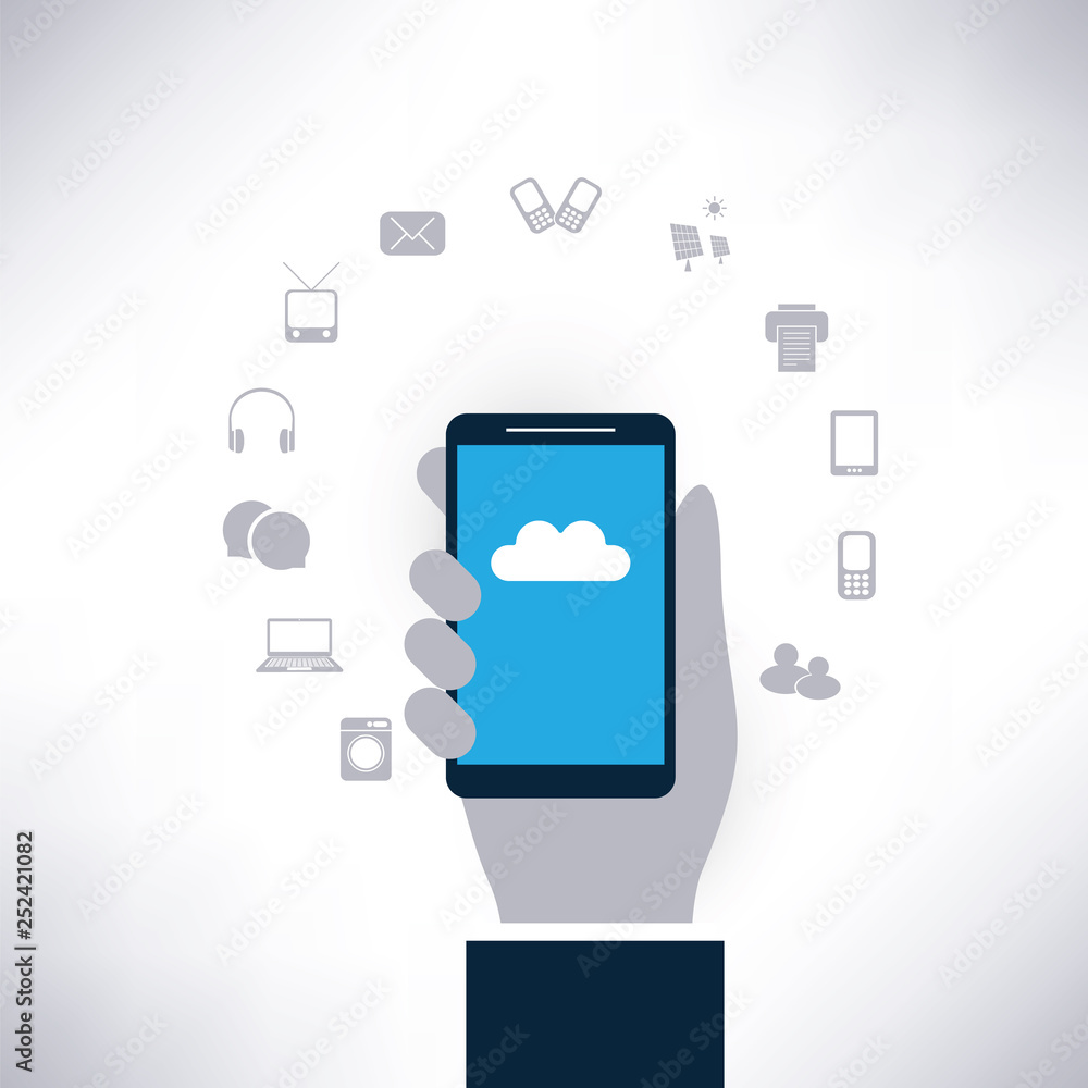 Poster internet of things, cloud computing design concept with icons - digital network connections, technol