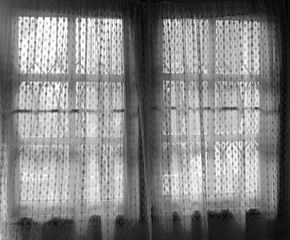 curtain for window in black and white tone