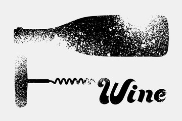 Wine typographical vintage grunge stencil splash style poster design. Retro vector illustration.